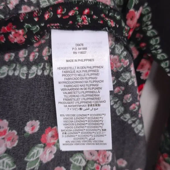 Boden New Shirt Dress Size 8L Marcia Jersey Black Red Floral Tie Waist  D0478 - joarbit.com
